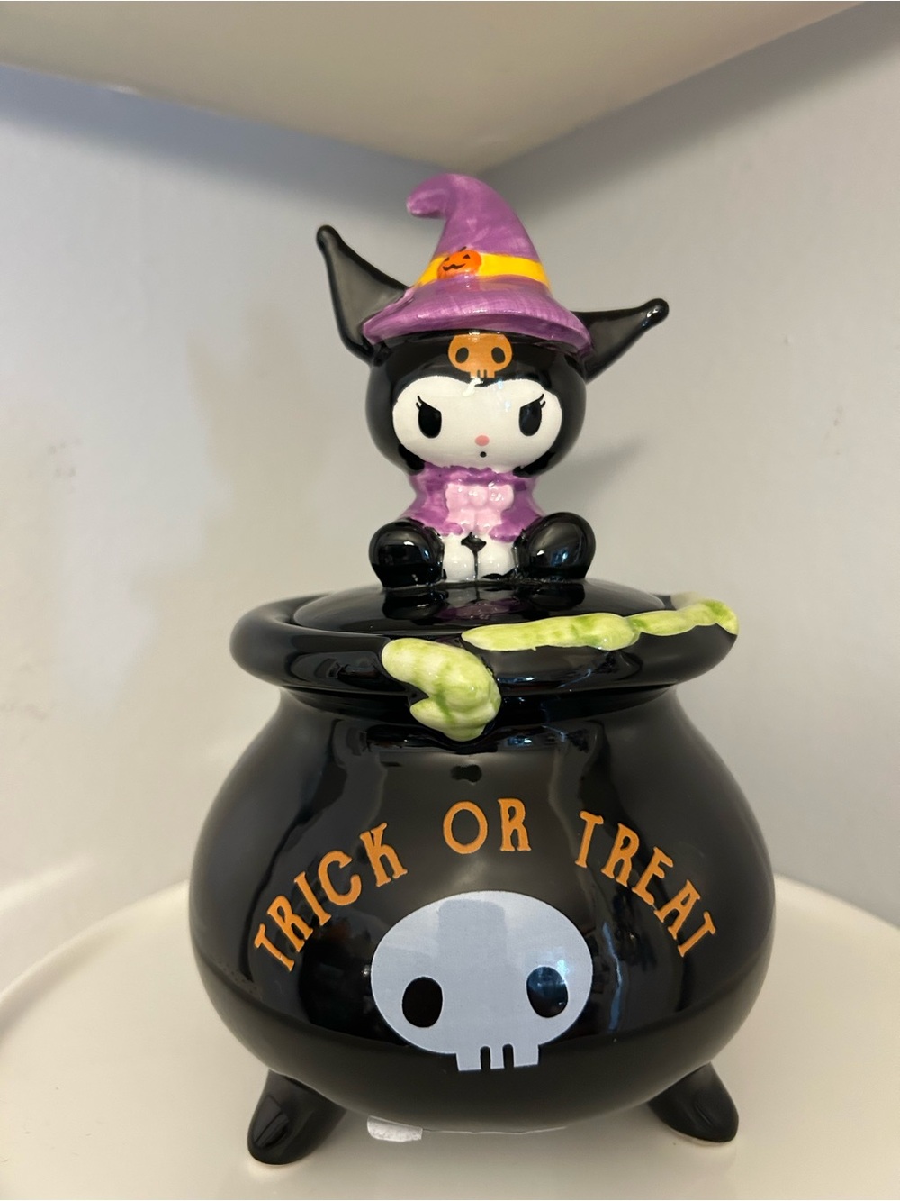 Hello Kitty Purple Witch Cauldron Halloween Candy Jar - Black & Purple